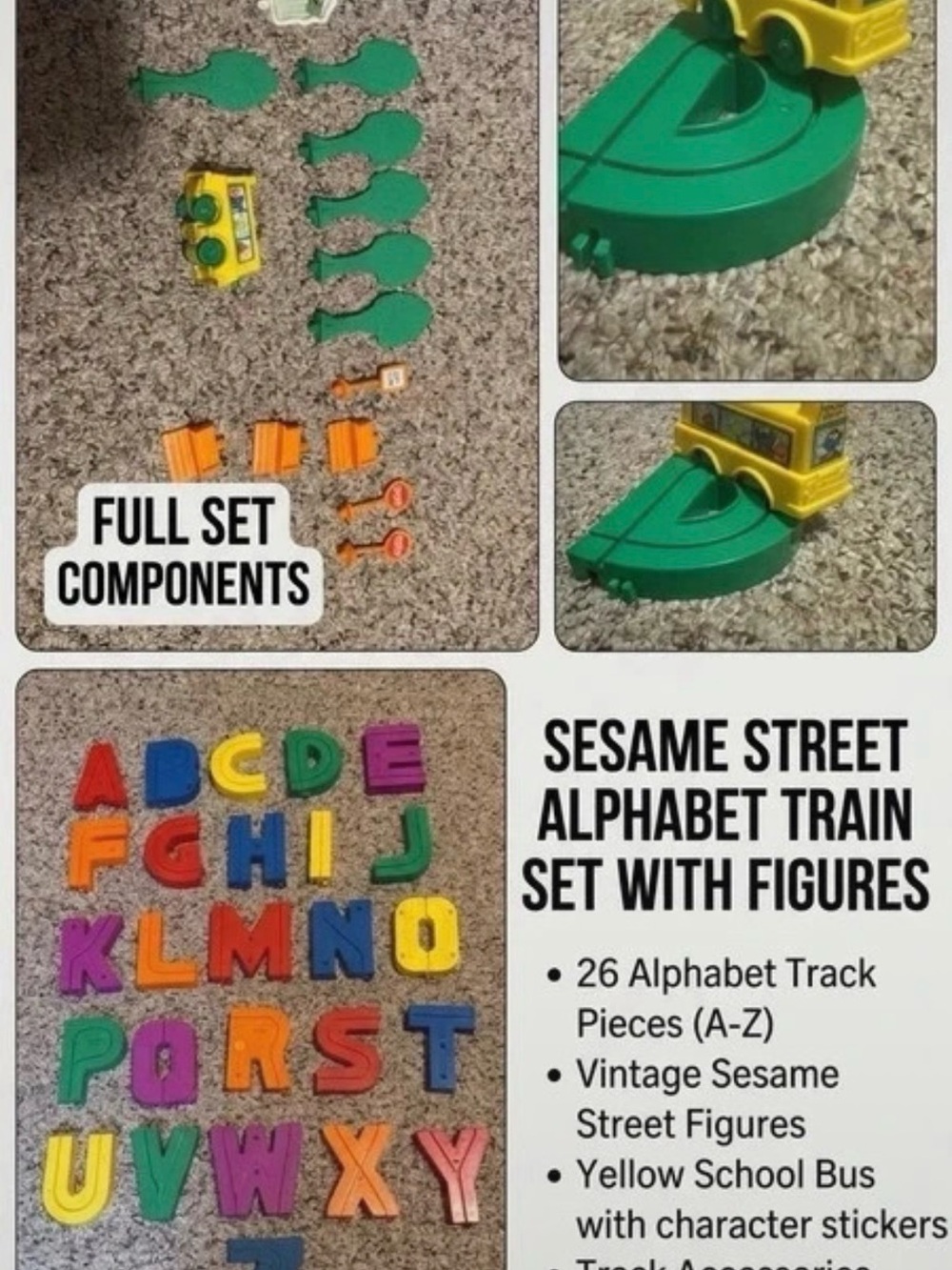Sesame Street Alphabet Train Set with WORKING Yellow Bus - Multi Color